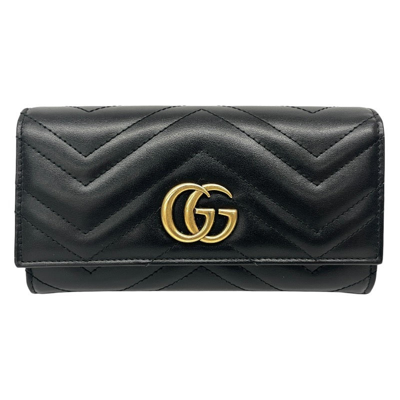 【GUCCI】グッチ GGマーモント 443436 長財布 レザー レディース 黒 ブラック コンチネンタルウォレット