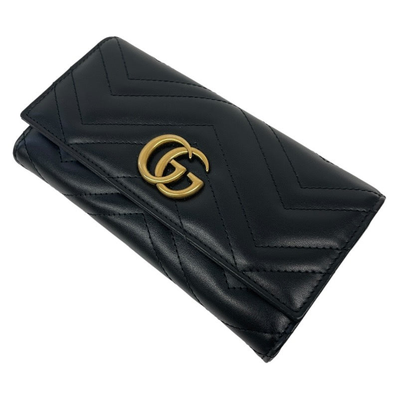 【GUCCI】グッチ GGマーモント 443436 長財布 レザー レディース 黒 ブラック コンチネンタルウォレット