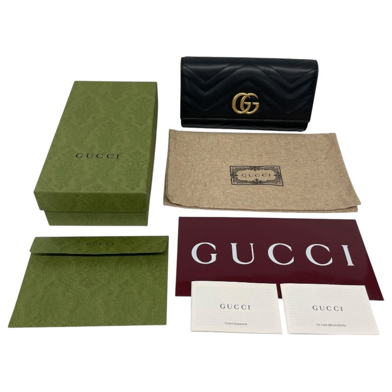 【GUCCI】グッチ GGマーモント 443436 長財布 レザー レディース 黒 ブラック コンチネンタルウォレット
