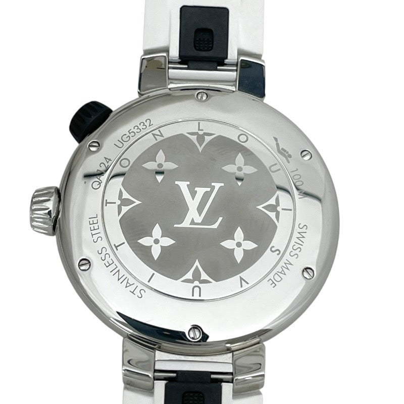 【LOUIS VUITTON】ルイ・ヴィトン タンブール ストリート ダイバー QA124Z 腕時計 SS/ラバー メンズ クォーツ パシフィックホワイト スモールセコンド