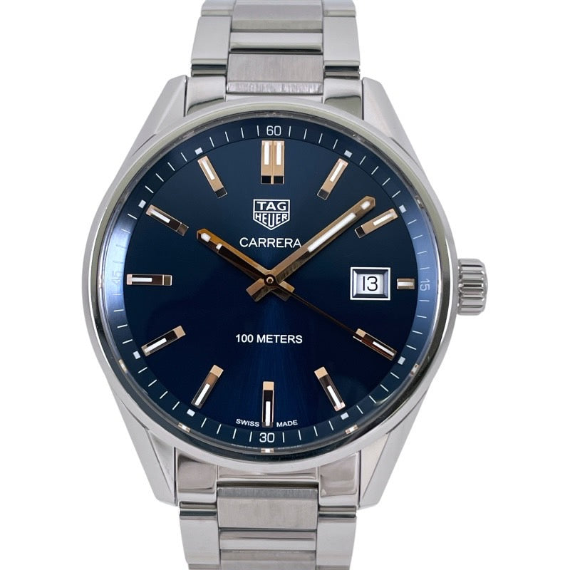 【TAG HEUER】タグホイヤー カレラ 39mm WAR1112.BA0601 腕時計 ステンレススチール メンズ デイト クォーツ ブルー 青文字盤