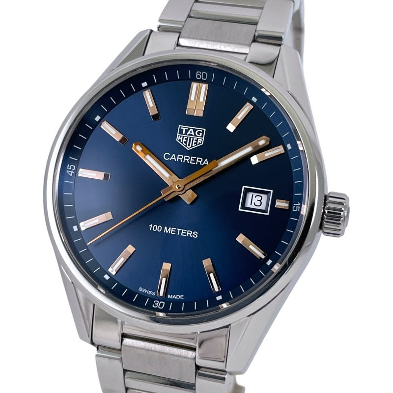 【TAG HEUER】タグホイヤー カレラ 39mm WAR1112.BA0601 腕時計 ステンレススチール メンズ デイト クォーツ ブルー 青文字盤