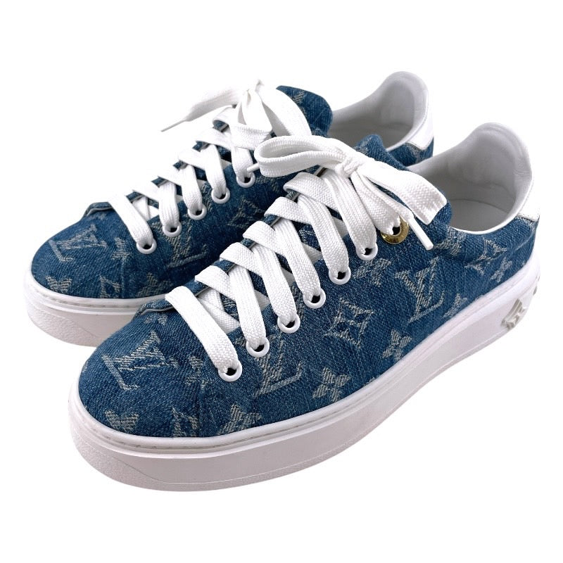 【LOUIS VUITTON】ルイ・ヴィトン タイムアウト モノグラムデニム スニーカー レディース インディゴブルー サイズ36 23.5cm
