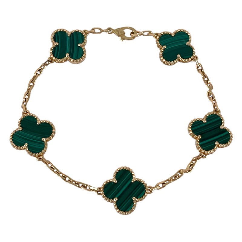 【Van Cleef & Arpels】ヴァンクリーフ&アーペル ヴィンテージ アルハンブラ VCARL80900 ブレスレット K18イエローゴールド レディース 750 マラカイト 5P