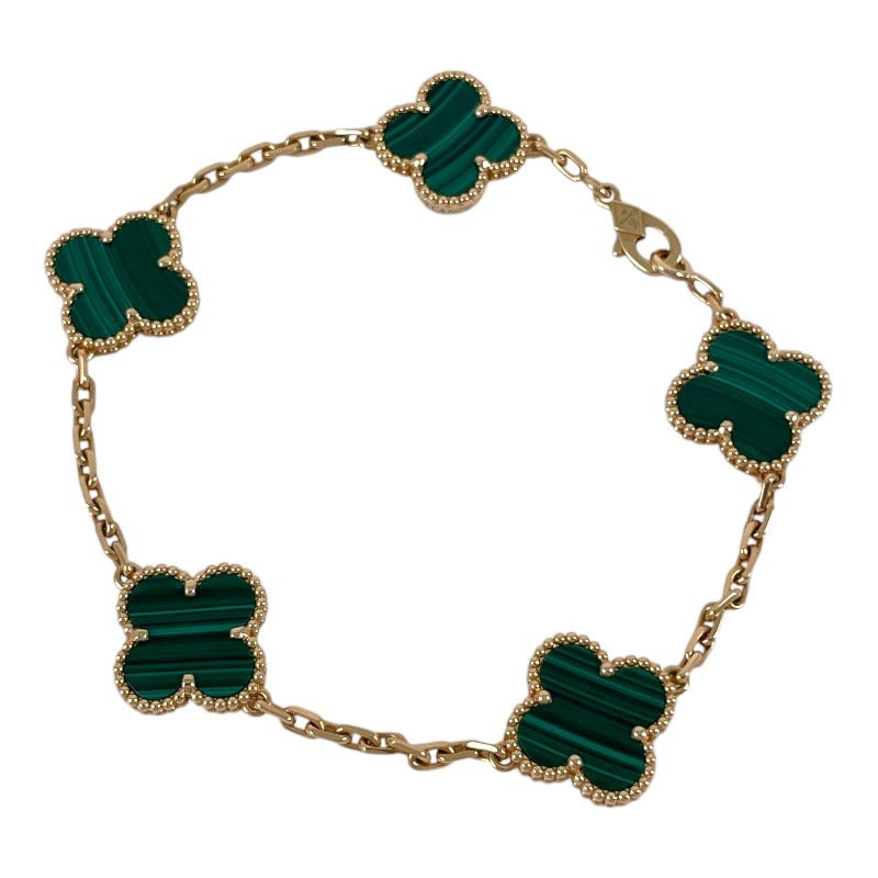 【Van Cleef & Arpels】ヴァンクリーフ&アーペル ヴィンテージ アルハンブラ VCARL80900 ブレスレット K18イエローゴールド レディース 750 マラカイト 5P