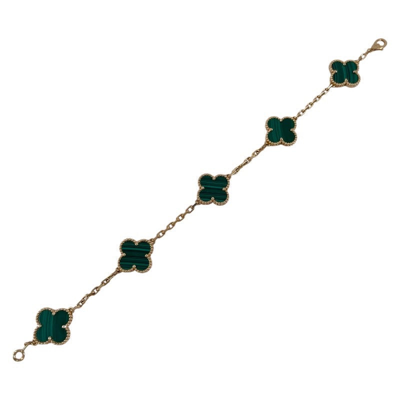 【Van Cleef & Arpels】ヴァンクリーフ&アーペル ヴィンテージ アルハンブラ VCARL80900 ブレスレット K18イエローゴールド レディース 750 マラカイト 5P