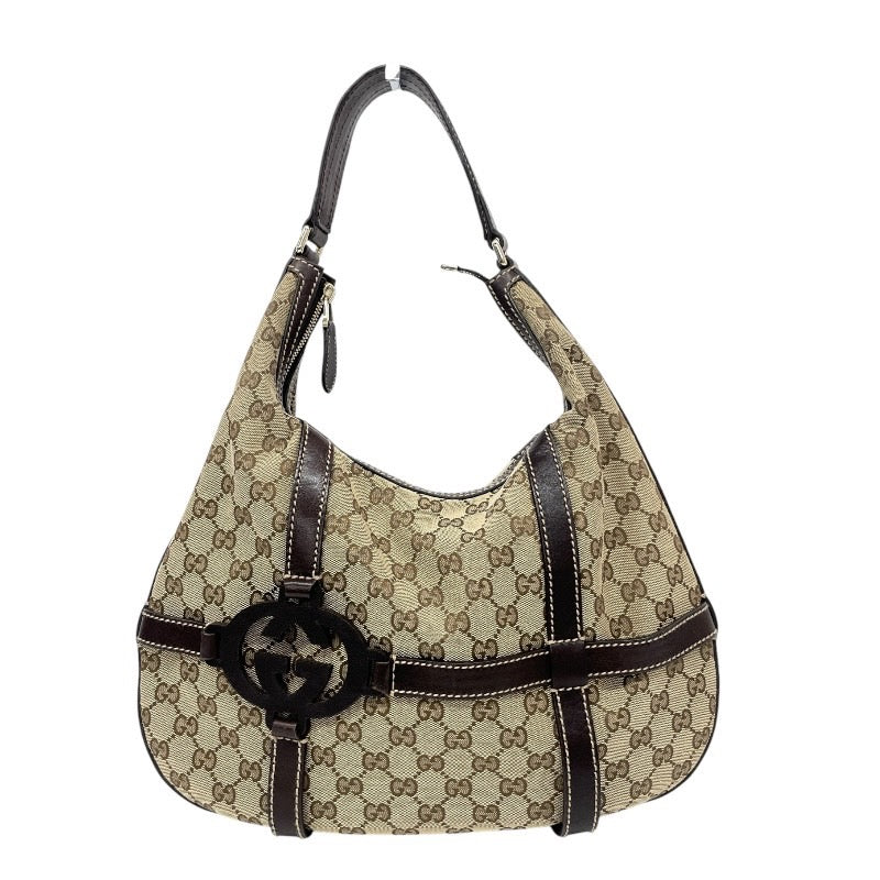 【GUCCI】グッチ ワンショルダー 181500 ショルダーバッグ GGキャンバス レディース レザー セミショルダー ベージュ