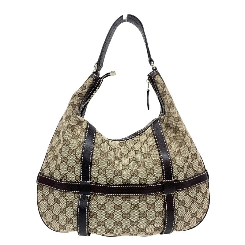 【GUCCI】グッチ ワンショルダー 181500 ショルダーバッグ GGキャンバス レディース レザー セミショルダー ベージュ
