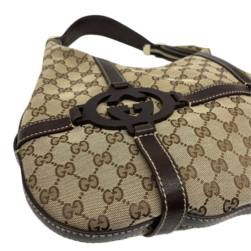 【GUCCI】グッチ ワンショルダー 181500 ショルダーバッグ GGキャンバス レディース レザー セミショルダー ベージュ