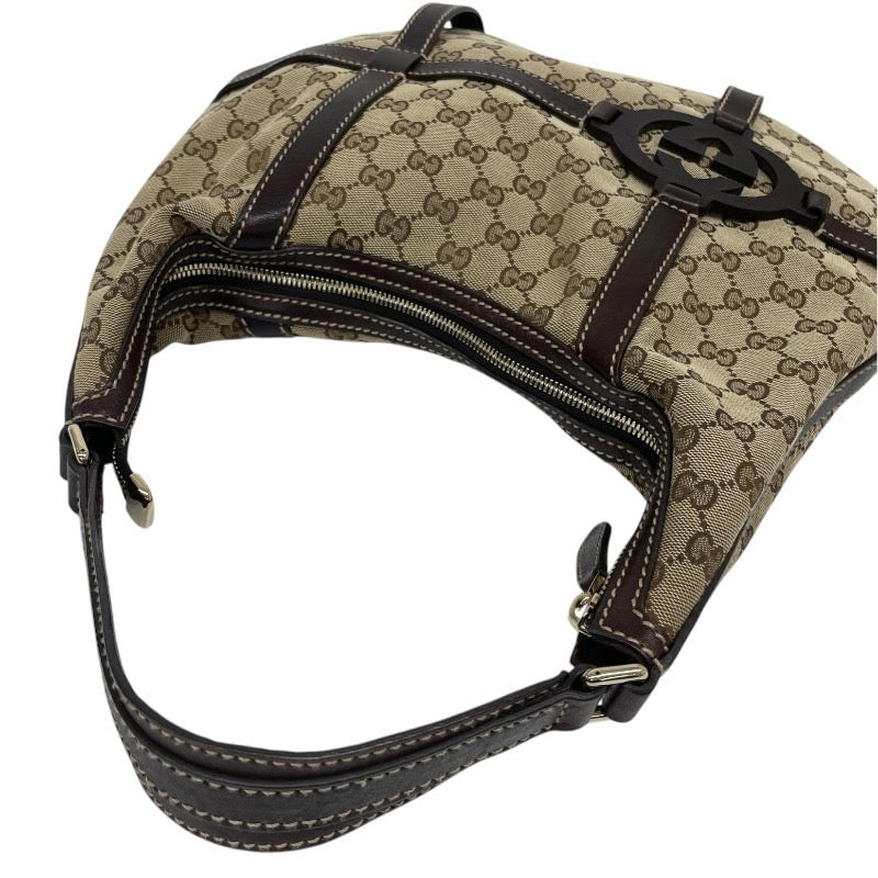 【GUCCI】グッチ ワンショルダー 181500 ショルダーバッグ GGキャンバス レディース レザー セミショルダー ベージュ