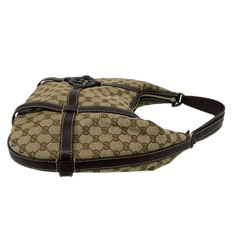 【GUCCI】グッチ ワンショルダー 181500 ショルダーバッグ GGキャンバス レディース レザー セミショルダー ベージュ
