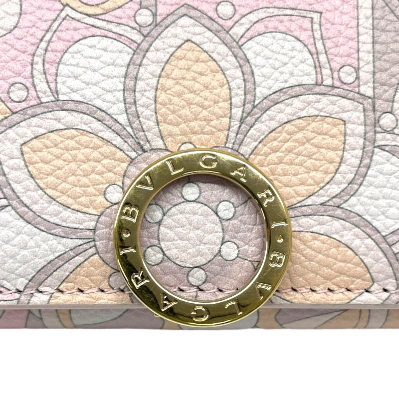 【BVLGARI】ブルガリ ブルガリブルガリ 長財布 レザー レディース ピンク 総柄 フローラ ゴールド金具