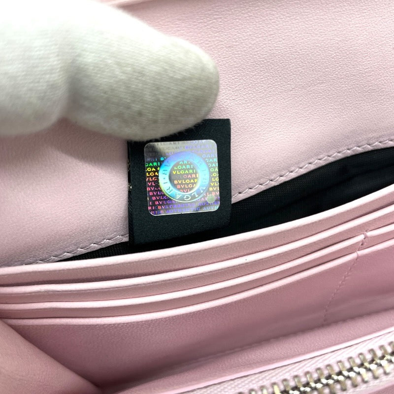 【BVLGARI】ブルガリ ブルガリブルガリ 長財布 レザー レディース ピンク 総柄 フローラ ゴールド金具