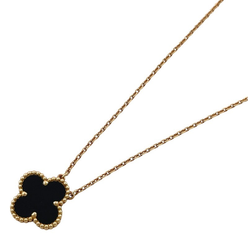 【Van Cleef & Arpels】ヴァンクリーフ&アーペル ヴィンテージ アルハンブラ ネックレス K18イエローゴールド レディース オニキス 750 保証書付