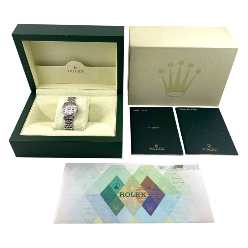 【ROLEX】ロレックス デイトジャスト26 179174NGR 腕時計 SS/WG レディース Z番 2007年ギャラ シェル ルビー