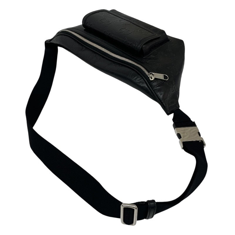 【GUCCI】グッチ GGエンボス ベルトバッグ 645093 ウエストバッグ レザー メンズ 黒 ブラック GG柄 ボディバッグ ショルダー