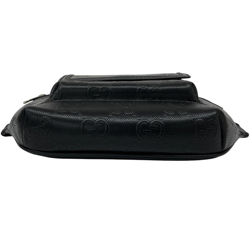 【GUCCI】グッチ GGエンボス ベルトバッグ 645093 ウエストバッグ レザー メンズ 黒 ブラック GG柄 ボディバッグ ショルダー
