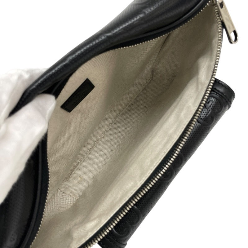【GUCCI】グッチ GGエンボス ベルトバッグ 645093 ウエストバッグ レザー メンズ 黒 ブラック GG柄 ボディバッグ ショルダー