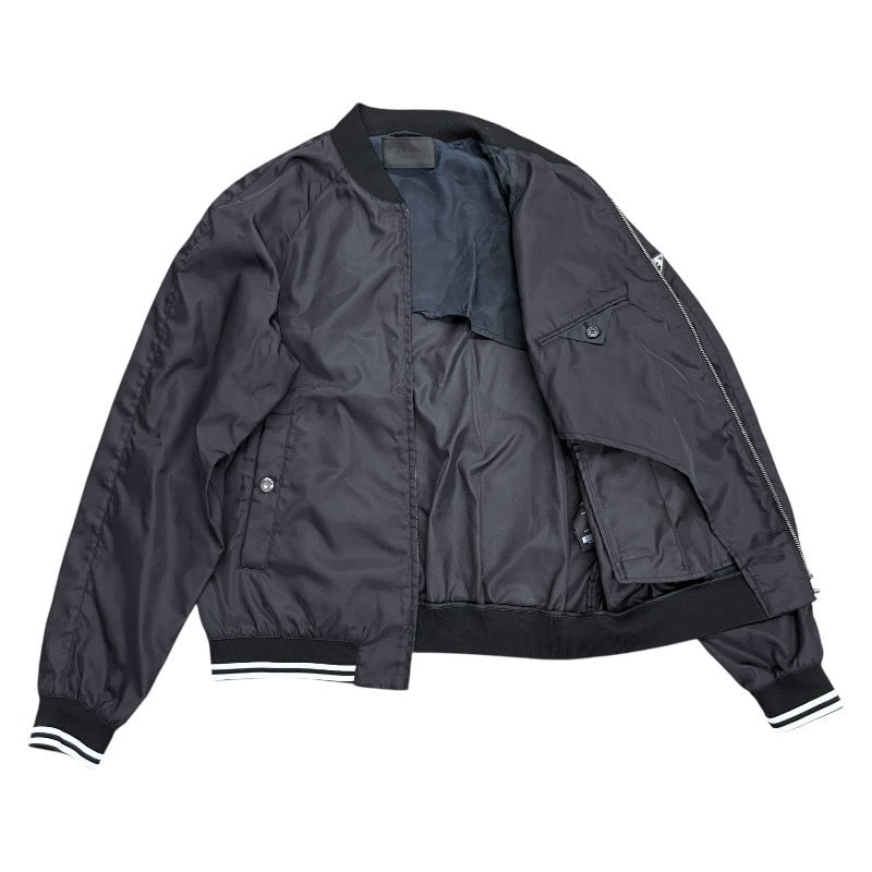 【PRADA】プラダ ボンバージャケット SGH039 ナイロンジャケット メンズ MA-1 黒 ブラック 三角プレート サイズ52
