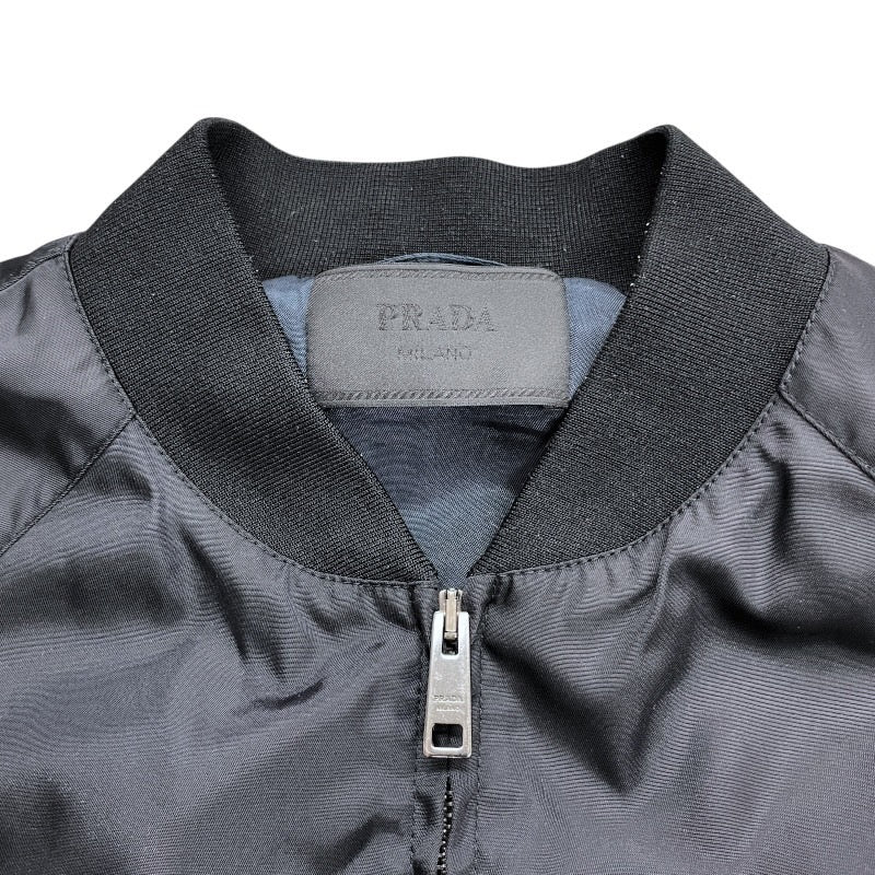【PRADA】プラダ ボンバージャケット SGH039 ナイロンジャケット メンズ MA-1 黒 ブラック 三角プレート サイズ52