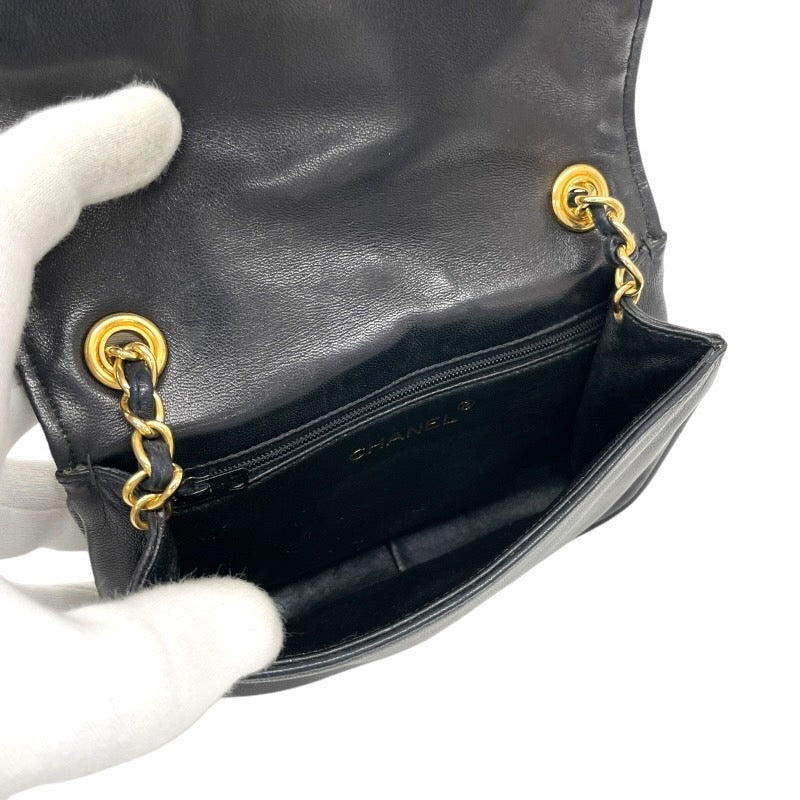 【CHANEL】シャネル ココマーク ミニバッグ ショルダーバッグ ラムスキン レディース 黒 ブラック 0番台 マグネットフラップ