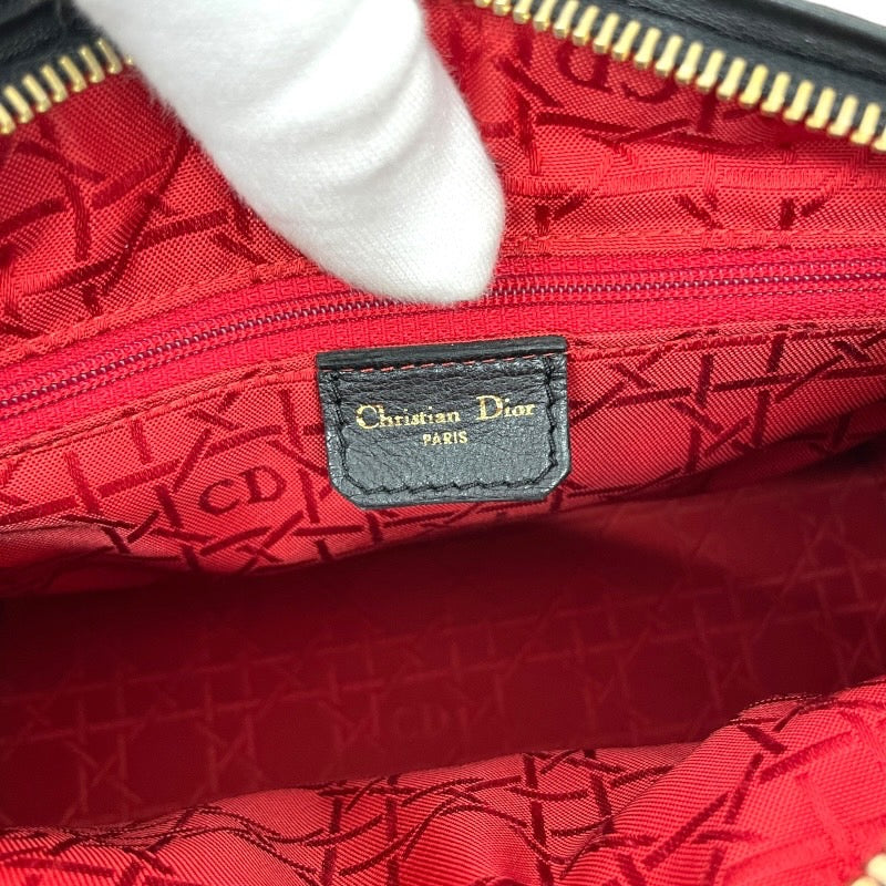 【Christian Dior】クリスチャンディオール レディディオール カナージュ ハンドバッグ レザー レディース 黒 ブラック ゴールド金具
