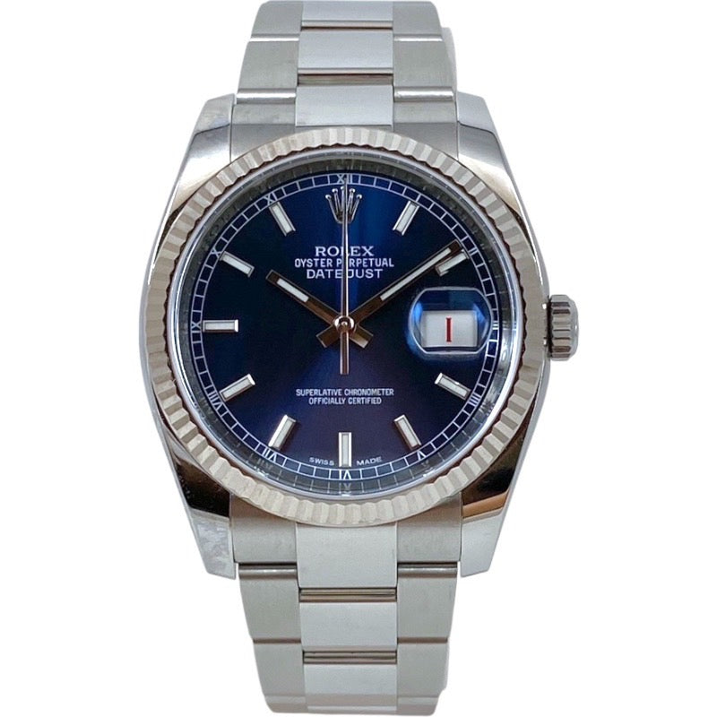 【ROLEX】ロレックス デイトジャスト 116234 腕時計 SS/WG メンズ ランダム番 2020年ギャラ ブルー 青文字盤 オイスターブレス