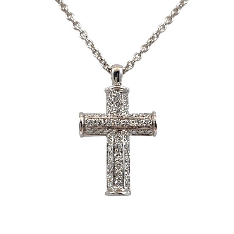 【BVLGARI】ブルガリ ラテンクロス ネックレス K18ホワイトゴールド メンズ 750 ペンダント 十字架 ダイヤモンド レディース