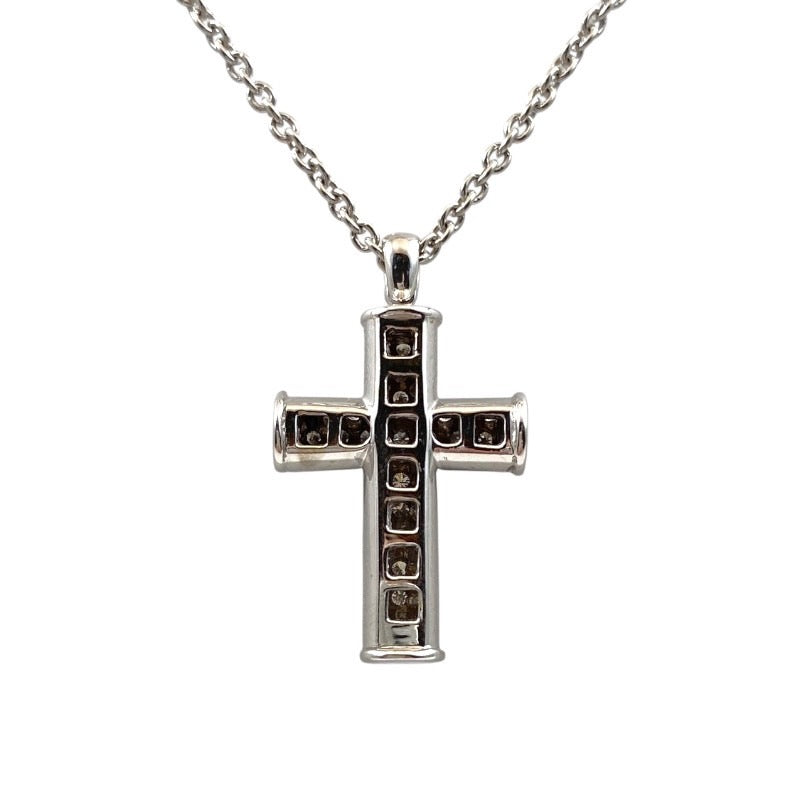 【BVLGARI】ブルガリ ラテンクロス ネックレス K18ホワイトゴールド メンズ 750 ペンダント 十字架 ダイヤモンド レディース