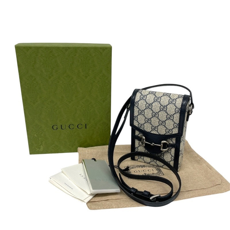 【GUCCI】グッチ GGスプリーム ポシェット 625615 ショルダーバッグ レディース ホースビット スマホポーチ レザー メンズ