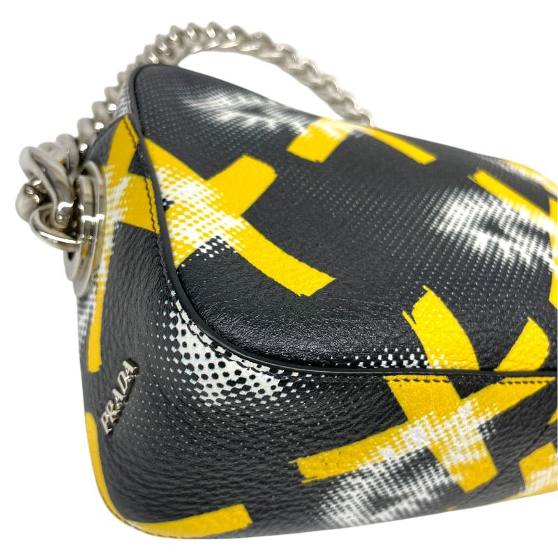 【PRADA】プラダ チェーンバッグ 1BA028 ショルダーバッグ レザー レディース ハンド 黒 ブラック 黄色 イエロー