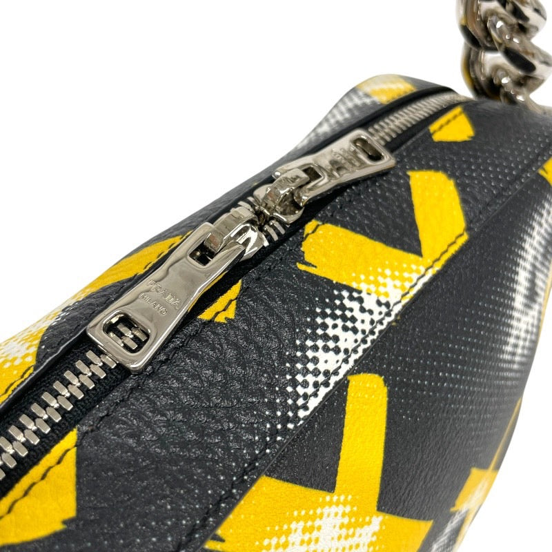 【PRADA】プラダ チェーンバッグ 1BA028 ショルダーバッグ レザー レディース ハンド 黒 ブラック 黄色 イエロー