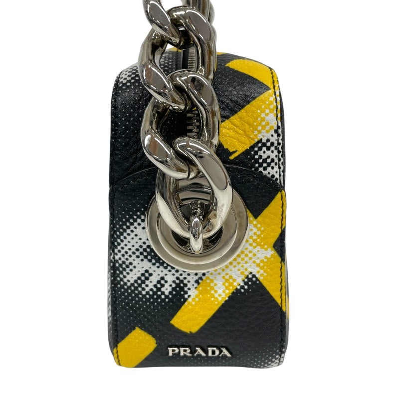 【PRADA】プラダ チェーンバッグ 1BA028 ショルダーバッグ レザー レディース ハンド 黒 ブラック 黄色 イエロー