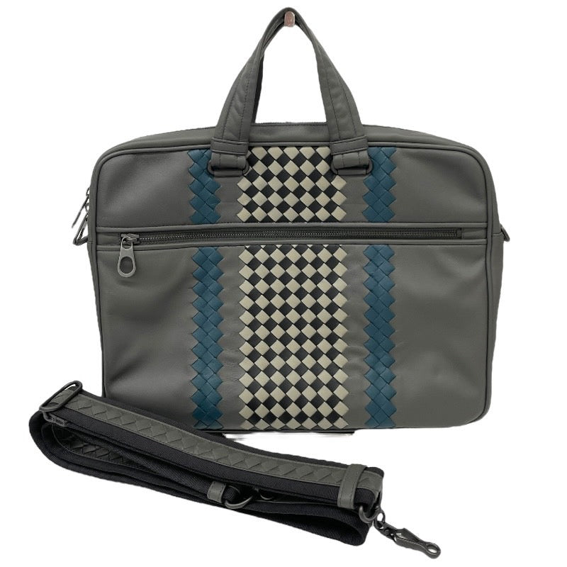 【BOTTEGAVENETA】ボッテガヴェネタ 2WAY ブリーフケース 548030 ビジネスバッグ レザー メンズ イントレチャート グレー 灰色