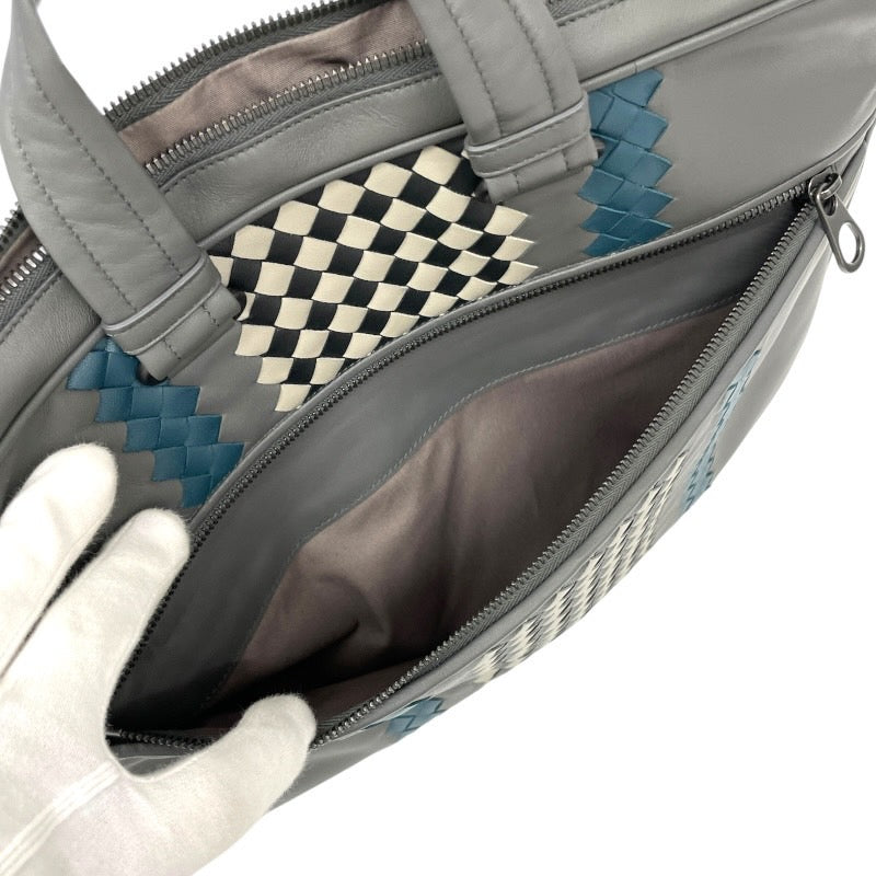 【BOTTEGAVENETA】ボッテガヴェネタ 2WAY ブリーフケース 548030 ビジネスバッグ レザー メンズ イントレチャート グレー 灰色