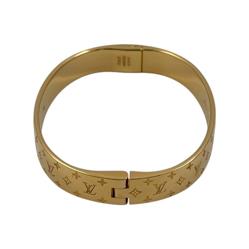 【LOUIS VUITTON】ルイ・ヴィトン カフ ナノグラム M00252 ブレスレット レディース サイズM モノグラム ゴールド バングル