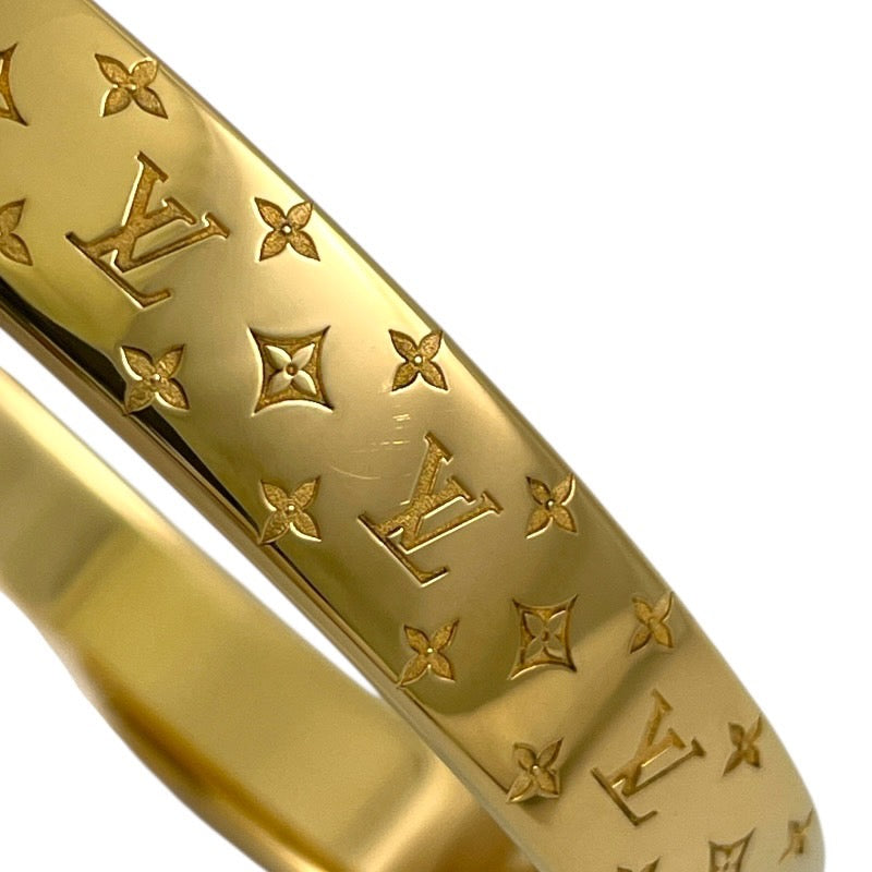 【LOUIS VUITTON】ルイ・ヴィトン カフ ナノグラム M00252 ブレスレット レディース サイズM モノグラム ゴールド バングル