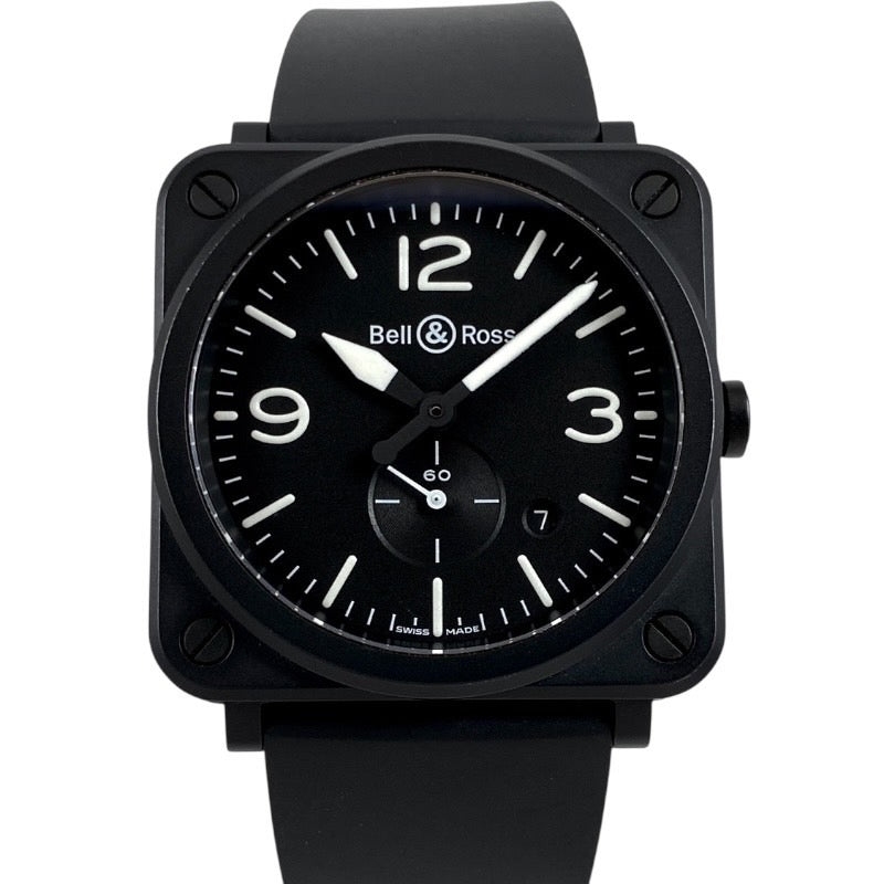 【Bell&Ross】ベル&ロス ブラックマット BRS-64-CMBL 腕時計 ラバー メンズ 黒 スモールセコンド