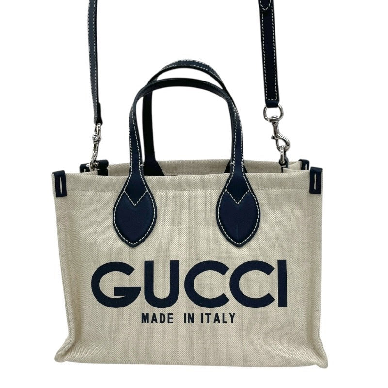 【GUCCI】グッチ プリント ミニトート 772144 ハンドバッグ キャンバス レディース 2WAY ポーチ付 ショルダー ネイビー