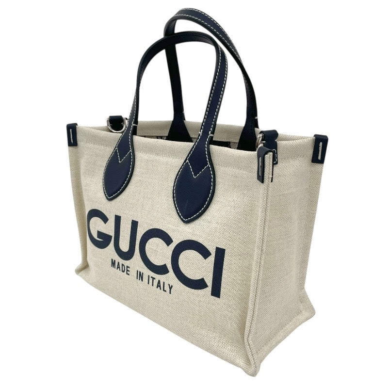 【GUCCI】グッチ プリント ミニトート 772144 ハンドバッグ キャンバス レディース 2WAY ポーチ付 ショルダー ネイビー