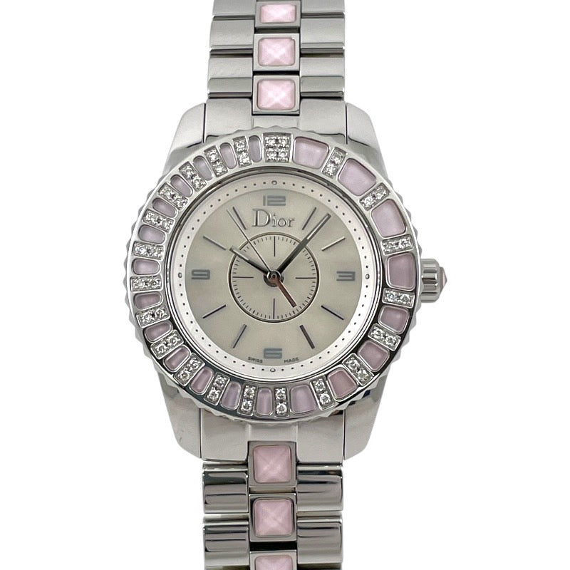 【Dior】ディオール クリスタル CD112111 腕時計 ステンレススチール レディース クォーツ ベゼルダイヤ シェル文字盤