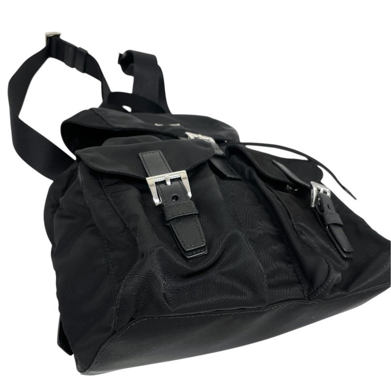 【PRADA】プラダ スモール バックパック 1BZ677 リュック・デイパック ナイロン レディース 巾着 ドローストリング ミニリュック 黒 ブラック サフィアーノ