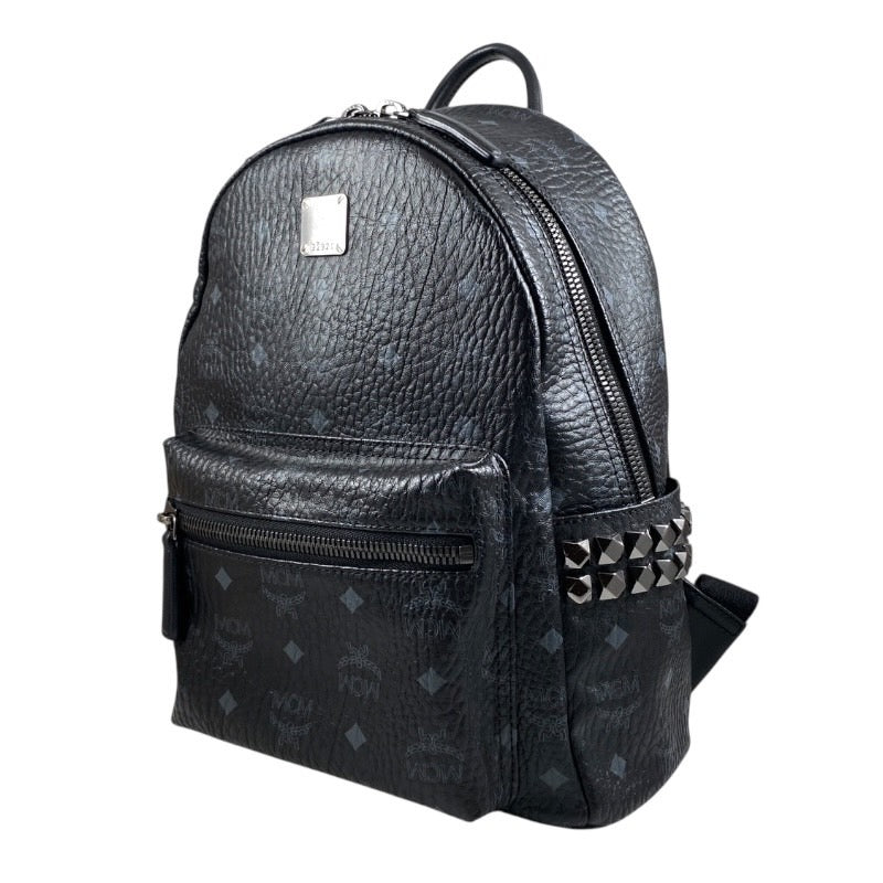 【MCM】エム・シー・エム スターク バックパック MMK6SVE37BK001 リュック・デイパック レザー ユニセックス ヴィセトス サイドスタッズ付 黒 ブラック