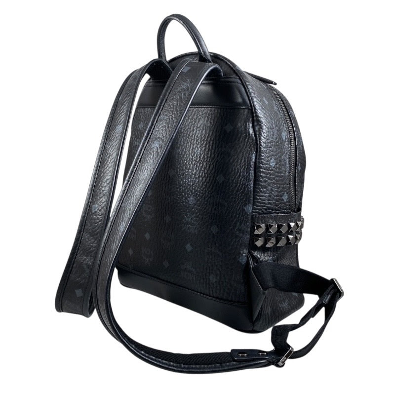 【MCM】エム・シー・エム スターク バックパック MMK6SVE37BK001 リュック・デイパック レザー ユニセックス ヴィセトス サイドスタッズ付 黒 ブラック