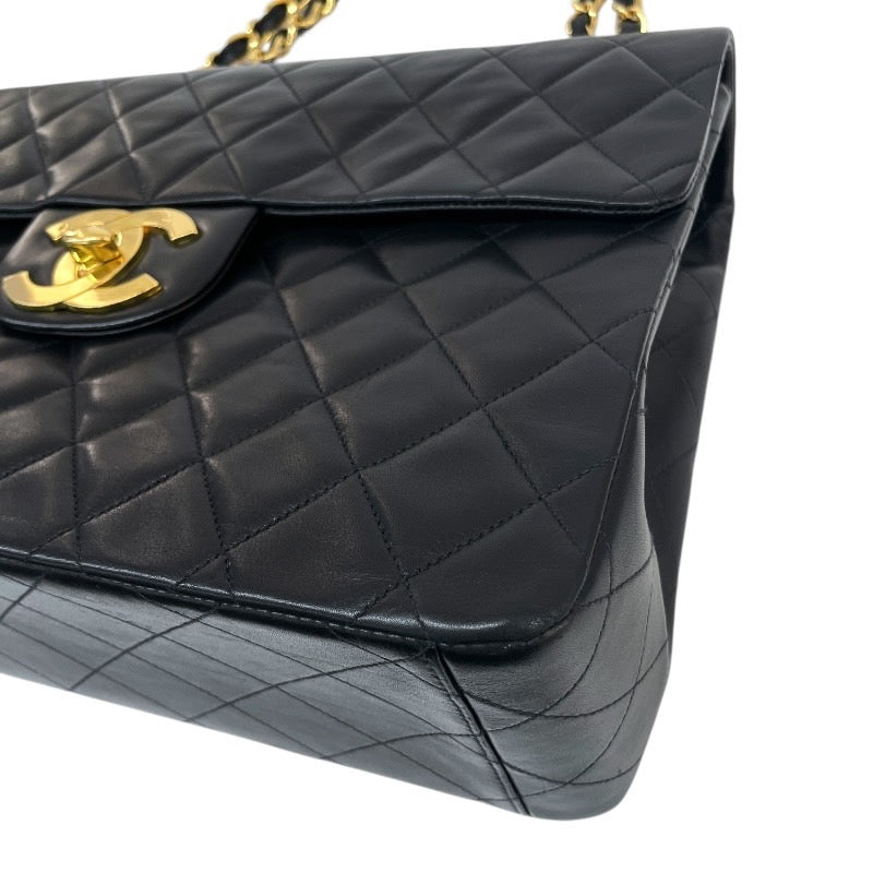 【CHANEL】シャネル デカマトラッセ34 A01094 ショルダーバッグ ラムスキン レディース 3番台 黒 ブラック ダブル チェーンショルダー