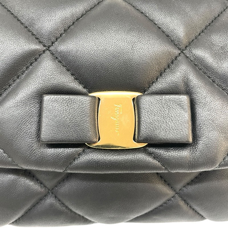 【Salvatore Ferragamo】サルヴァトーレフェラガモ ヴァラ キルティング AU-21/E767 ショルダーバッグ レザー レディース チェーンショルダー 黒 ブラック