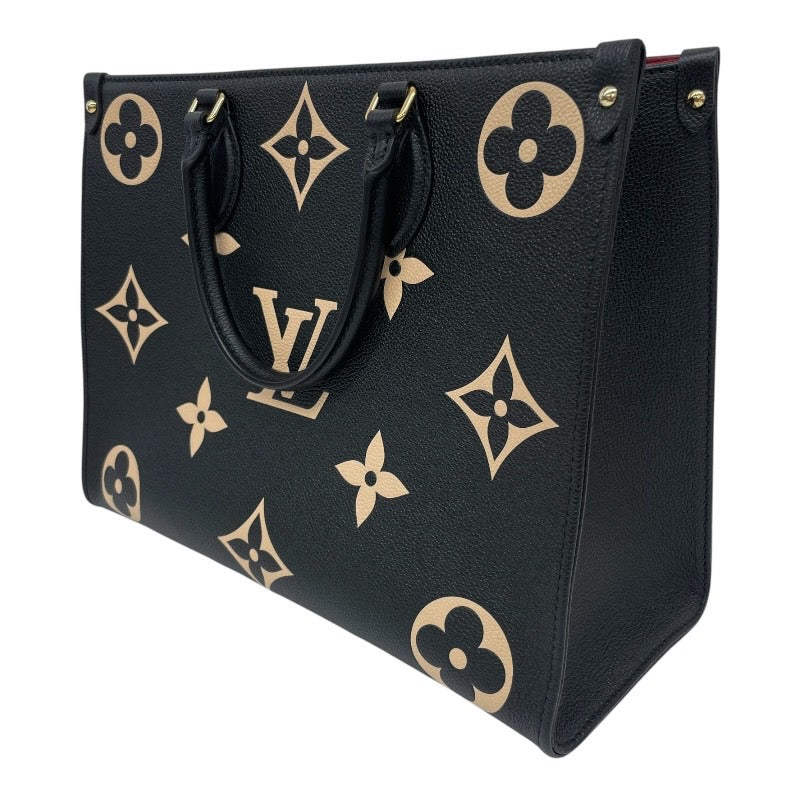 【LOUIS VUITTON】ルイ・ヴィトン オンザゴーMM M45495 ハンドバッグ レザー レディース アンプラント モノグラム バイカラー 黒 ブラック 2WAY