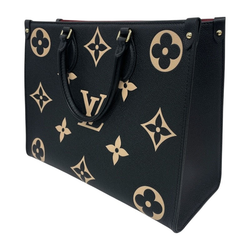 【LOUIS VUITTON】ルイ・ヴィトン オンザゴーMM M45495 ハンドバッグ レザー レディース アンプラント モノグラム バイカラー 黒 ブラック 2WAY