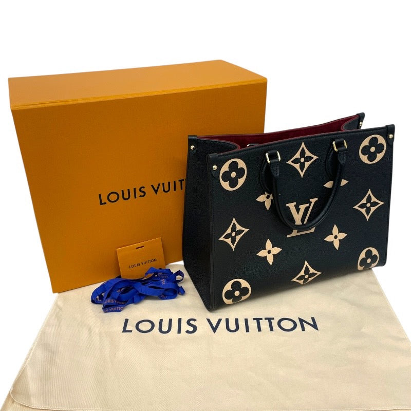 【LOUIS VUITTON】ルイ・ヴィトン オンザゴーMM M45495 ハンドバッグ レザー レディース アンプラント モノグラム バイカラー 黒 ブラック 2WAY
