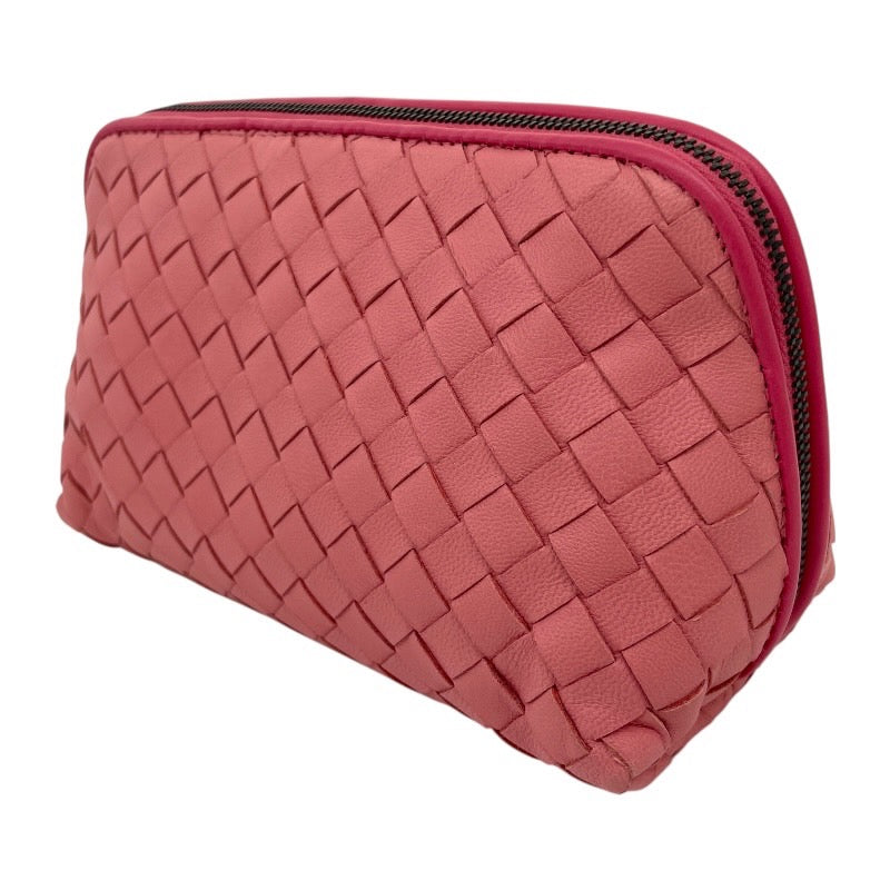 【BOTTEGAVENETA】ボッテガヴェネタ イントレチャート 化粧ポーチ ポーチ レザー レディース ピンク ミニ